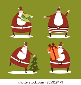 Christmas illustration set of Santa Clauses
