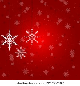 Christmas illustration with several hanging snowflakes
