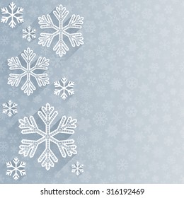 Christmas illustration with several snowflakes
