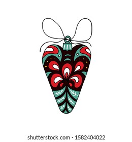 Christmas illustration, sign or icon of heart, hand drawn style. Good for greeting cards or web using.