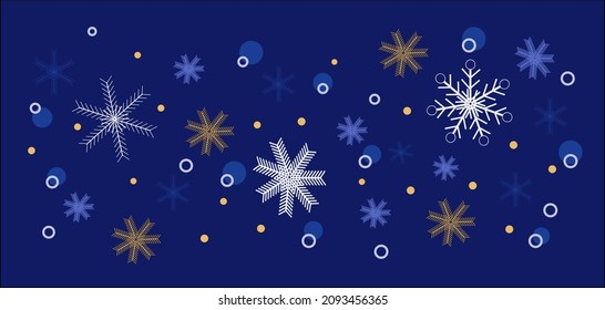 Christmas illustration, snowflakes on a blue background.