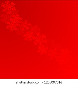 Christmas illustration with snowflakes on gradient background in red colors. Vector graphic illustration.