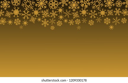 Christmas illustration with snowflakes on gradient background in gold colors. Vector graphic illustration.