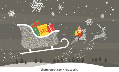 Christmas illustration of snowy day