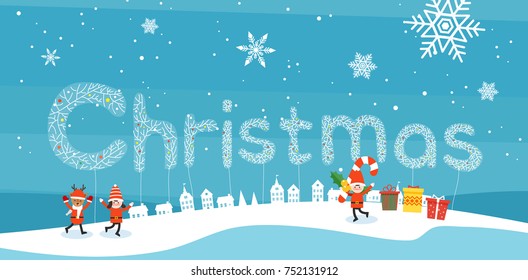 Christmas illustration of snowy day