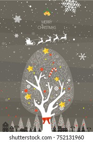 Christmas illustration of snowy day