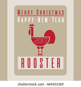Christmas illustration of a stylized red rooster design