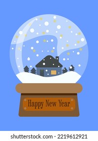 Christmas illustration, vector image of the new year and Christmas
A glass ball with a house inside