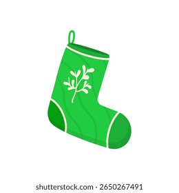 Christmas illustration vector. Modern pattern with warm socks and snow. Winter icon for greeting design. Fun cotton decoration in red for festive event. Cute cartoon foot cozy surprise.