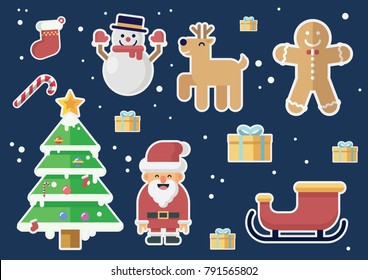 christmas illustration vector set in flat design style