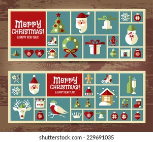 Christmas illustration. Vector set of icons.