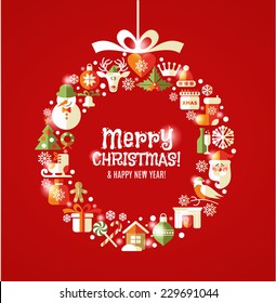 Christmas illustration. Vector set of icons.