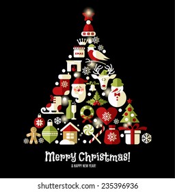 Christmas illustration. Vector set of icons.
