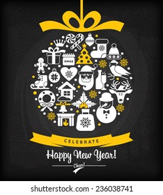 Christmas illustration. Vector set of icons.