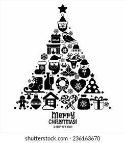 Christmas illustration. Vector set of icons.