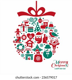 Christmas illustration. Vector set of icons.