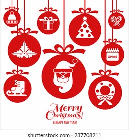 Christmas illustration. Vector set of icons.