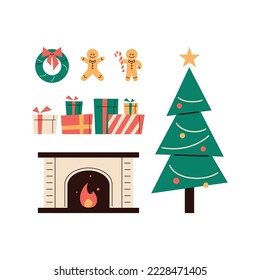 conjunto de vectores de ilustración de Navidad, elemento Xmas 