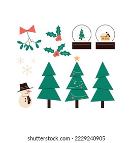Christmas illustration vector set, Xmas element 