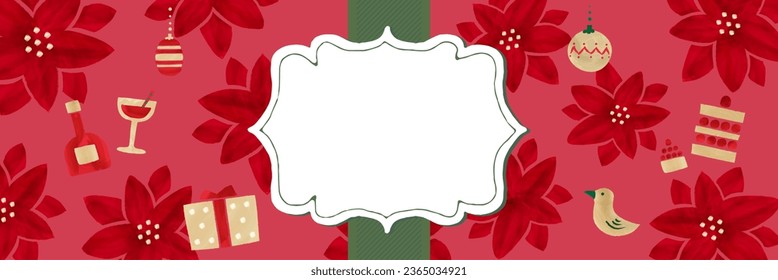 Christmas illustration of watercolor touch Poinsettia Template