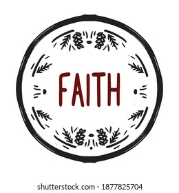 Christmas illustration for your design. Hand drawn elements. Faith