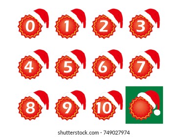 Christmas Image, Santa Claus Hat Icon, Numbers, Icons, Folio, Vector Data