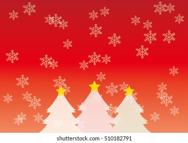 Christmas image of Tree and snow freak / vector image red background