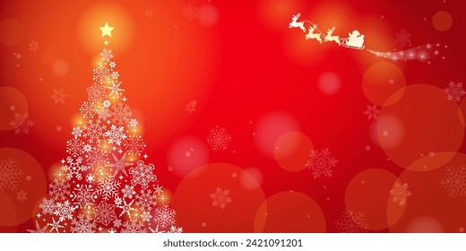 Christmas image Vector illustration of snowflake set red (2:1)