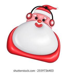 Christmas inflated 3D Santa Claus sticker in y2k style. Christmas and New Year design element with reflective plastic texture.