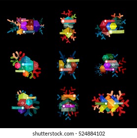 Christmas infographic business templates - geometric paper shapes with text and options on snowflake