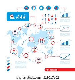 Christmas infographic elements for your business. Modern flat design style. Vector illustration