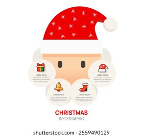 Christmas infographic Santa Claus template. 4 Choose Popular elements Christmas gift, vector illustration.