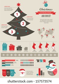 Christmas infographic set with charts and data elements