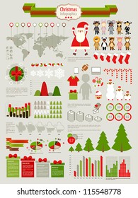 Christmas Infographic set with charts and other elements. Vector illustration.