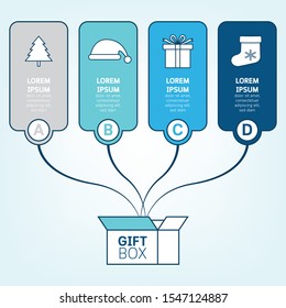 Christmas infographic template with decoration icon and text.