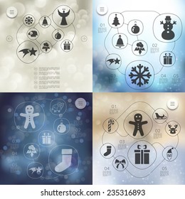 Christmas infographic with unfocused background