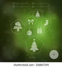 Christmas infographic with unfocused background