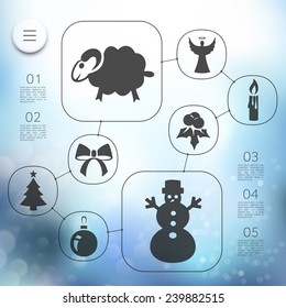 Christmas infographic with unfocused background