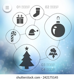 Christmas infographic with unfocused background