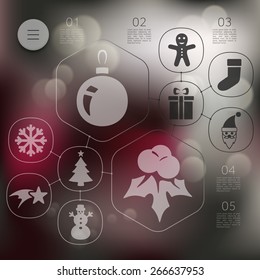 Christmas infographic with unfocused background
