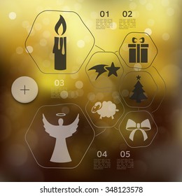 Christmas infographic with unfocused background
