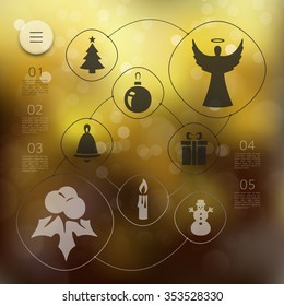 Christmas infographic with unfocused background