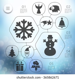 Christmas infographic with unfocused background