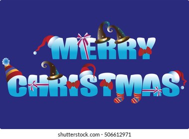 Christmas inscription. Design greetings for banner, poster, flyers, postcards. 