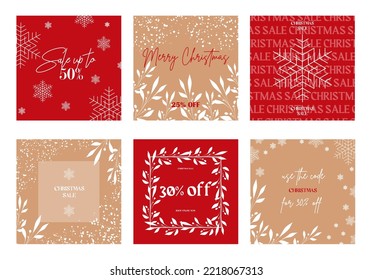 Christmas instagram Post Stories templates pack. Merry Christmas greeting card posts, social media templates. Happy new year 2023.	