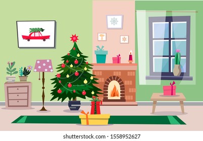 Cozy Interior Open Door Living Room Stock Vector (Royalty Free ...