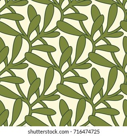 Christmas Interlaced Mistletoe Leaves Seamless Pattern - Great for Christmas and Winter Projects, Wrapping Paper, Backgrounds, Wallpapers.