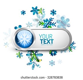 botón de internet navideño sobre fondo blanco con reflexión. Concepto de icono de vacaciones