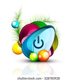 Weihnachtsinternetbutton auf weißem Hintergrund mit Reflexion. Urlaubssymbol