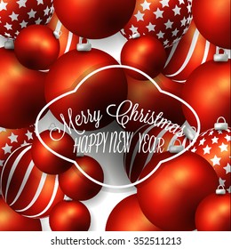 Christmas invitation with Christmas balls